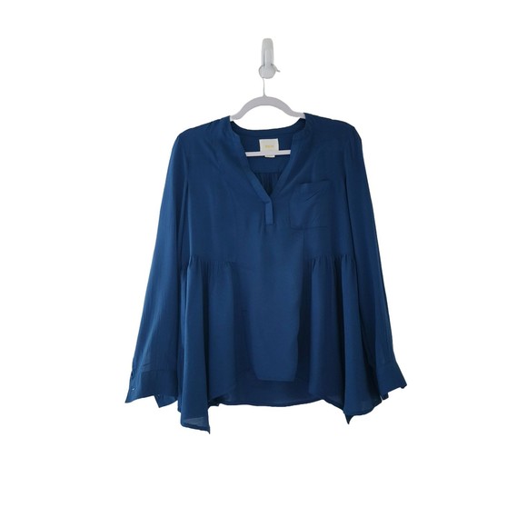 Maeve Tops - Anthropologie Maeve Womens Laikin Popover Blue Teal Long Sleeve Tunic Top Size 0